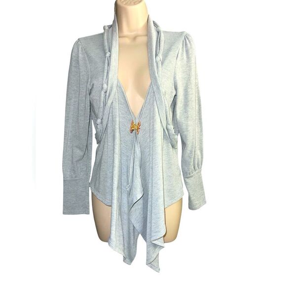 NOUVIDR Gray CARDIGAN Tie front knot Design Size PM Like new - Picture 1 of 6